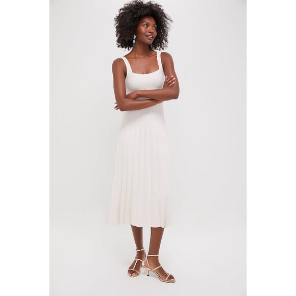 STAUD Ecru Ellison Cream Knit Maxi Dress NWT S Retail $295 - Picture 1 of 7